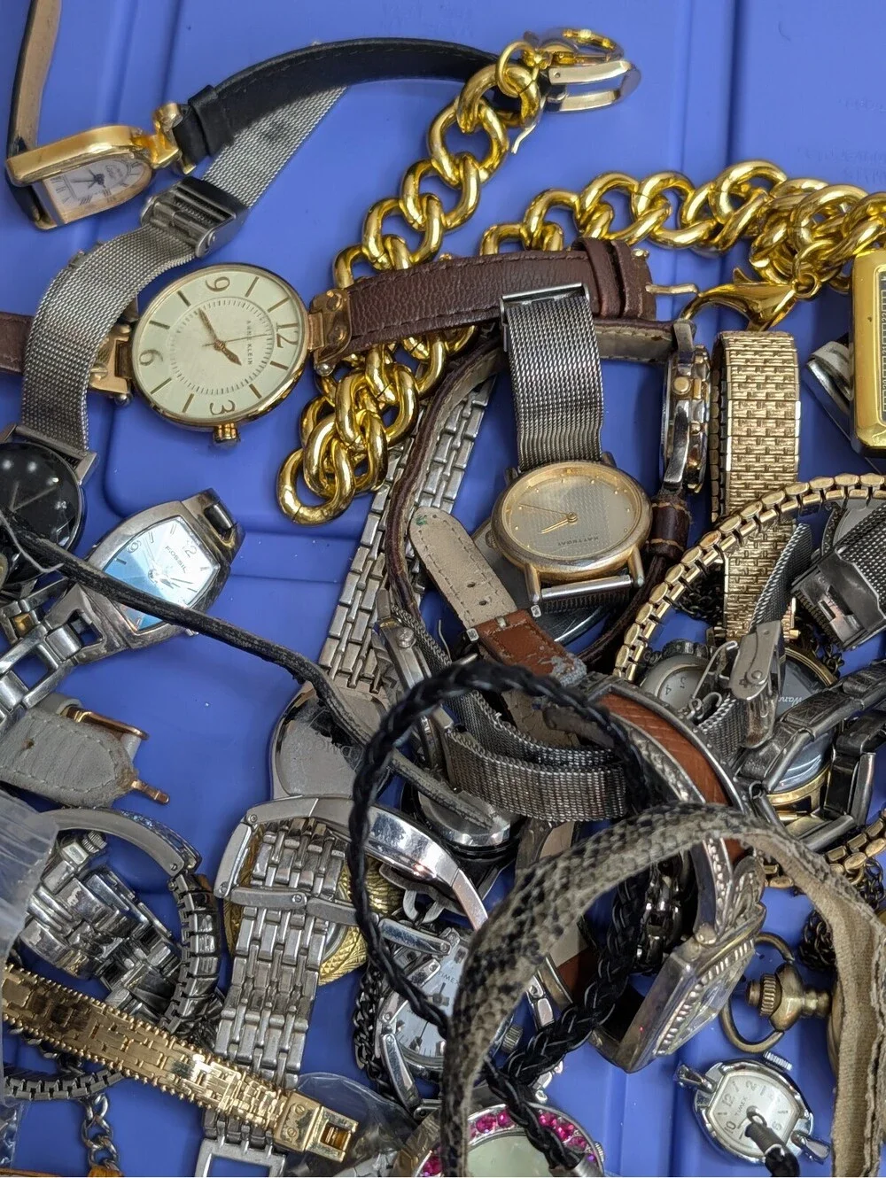 Vintage Watch Lot 2.78lb Skagen, Fossil, Anne Klein, Pocket Watches Repair/Parts